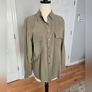 Sage Green Button Down Silk Shirt
